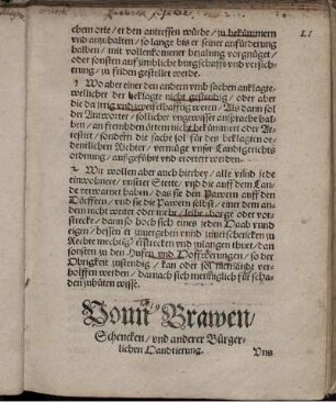 Vonn Brawen/ Schencken/ und anderer Bürgerlichen Handtierung