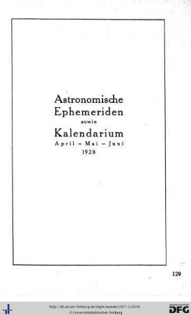 Astronomische Ephemeriden 1928