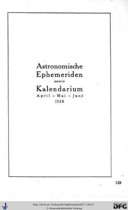 Astronomische Ephemeriden 1928