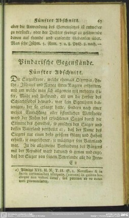 Pindarische Gegenstände. Fünfter Abschnitt