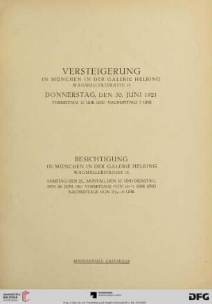 Versteigerung/Besichtigung