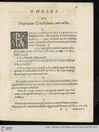 Theses De Emptionis - Venditionis contractu