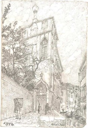 Wach, Hugo; Venedig (Italien); Reisezeichnungen - Palazzo Soranzo-van Axel (Perspektive)