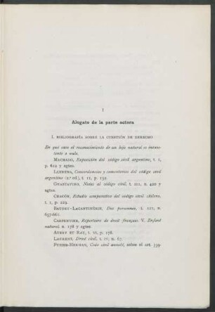 I. - Bibliografía sobre la cuestión de derecho