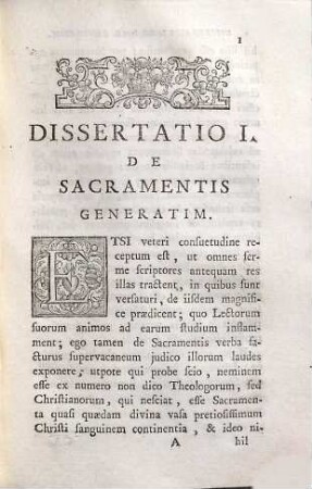 Dissertationes De Sacramentis Generatim, De Baptismate, De Confirmatione