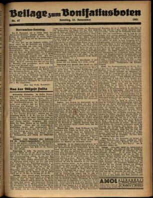 Zweite Ausgabe vom Sonntag, den 22. November 1931.