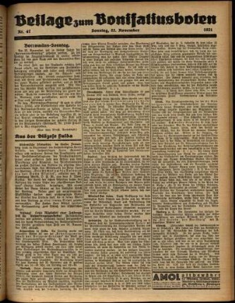 Zweite Ausgabe vom Sonntag, den 22. November 1931.