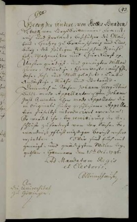 Anforderung eines Berichts zur Sache zwischen dem Beklagten Titius und dem Kläger Quentin [Anlage fehlt].
