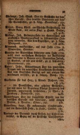 Des vollständigen Catalogi aller Bücher, welche bey Benedict Friederich Haueisen, Königl. Preußischen Kommissions-Rath und privilegirten Buchhändler in Anspach, um beygesezte richtige Preise zu haben sind ... Fortsetzung. 2, 2. 1781