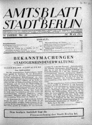 1933,20: Nr. 20, 14. Mai 1933