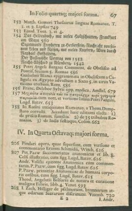 IV. In Quarta Octavaque majori forma