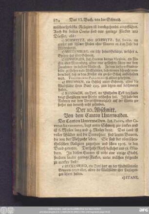 Der 10. Abschnitt. Von dem Canton Unterwalden.