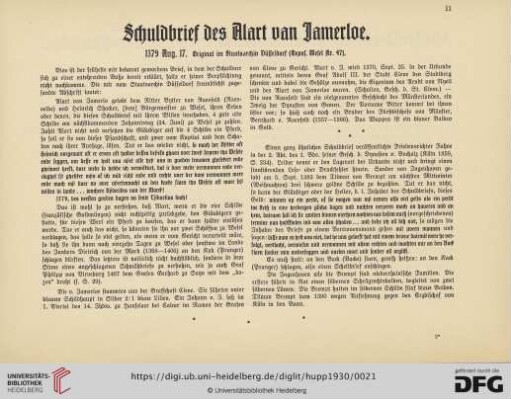 Schuldbrief des Alart van Jamerloe