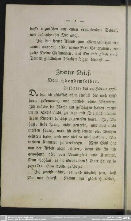 Zweiter Brief. Von Ebendemselben : Gifhorn, den 23. Februar 1776