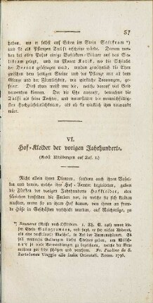 VI. Hof-Kleider der vorigen Jahrhunderte