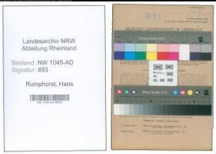 Entnazifizierung Hans Rumphorst , geb. 18.03.1921 (Angestellter)