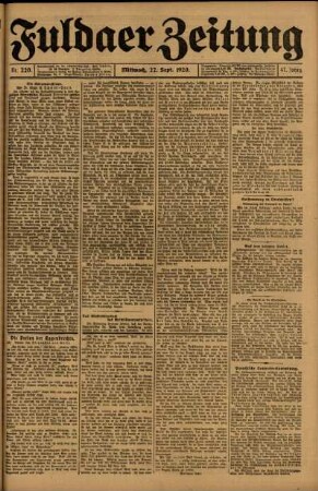 Ausgabe vom Mittwoch, den 22. September 1920.