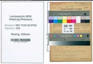 Entnazifizierung Wilhelm Nissing , geb. 03.02.1893 (Maschinist)