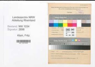 Entnazifizierung Fritz Klein , geb. 30.03.1911 (Stabsfeldwebel)