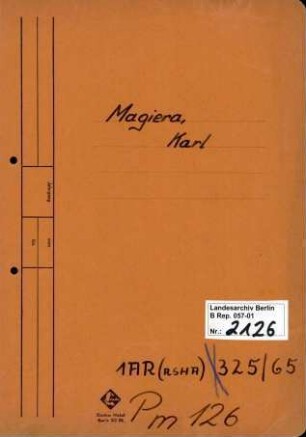 Personenheft Karl Magiera (*09.01.1912), SS-Obersturmführer