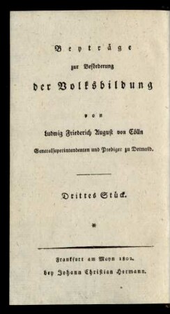 St. 3: Beiträge zur Beförderung der Volksbildung