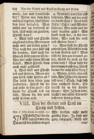 VIII. Von der Gedult und Trost im Creutz und Leiden.