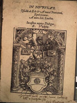 In Nvptias Osualdi ab Eck et Annae a Pentzenau, Epithalamion