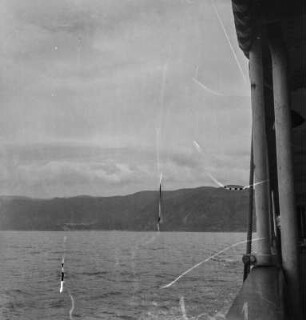 Küstenlinie : Blick vom Schiffsdeck zur Küste