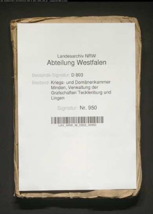 Register von den ungewissen Gefällen (der Kirchspiele Ibbenbüren, Recke, Mettingen und Brochterbeck) in der Obergrafschaft Lingen pro 1799-1800