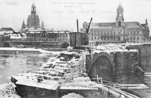 Dresden. Abbruch der alten Augustusbrücke 1907