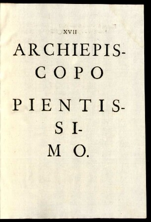 Archiepiscopo Pientissimo.