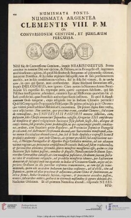 Numismata Pontinumismata Argentea Clementis VIII. P.M. [...]