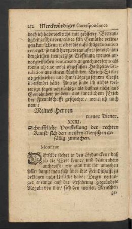 XXXI. Schrifftliche Vorstellung der rechten Kunst/ sich den meisten Menschen gefällig zumachen.