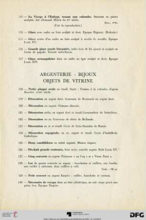 Argenterie - Bijoux - Objets de vitrine (Nr. 118-150)