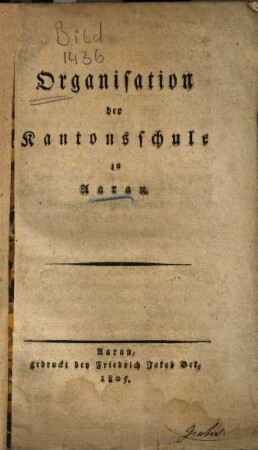 Organisation der Kantonsschule zu Aarau