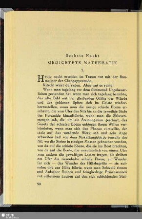 Sechste Nacht: Gedichtete Mathematik