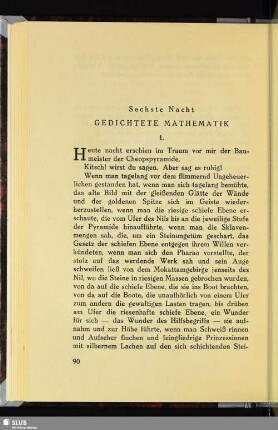 Sechste Nacht: Gedichtete Mathematik