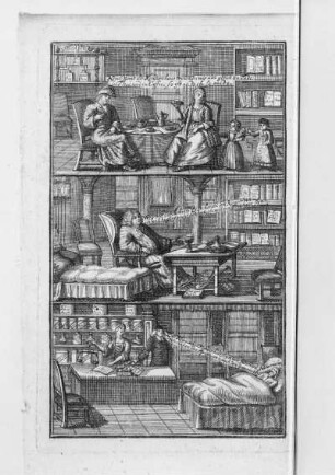 Tractatus medico-historicus de tribus impostoribus oder freymüthige Gedancken von denen drey berüchtigten Verführern des Volcks: dem Getränck des Thée und Coffée, der Erwehlung commoder Tage, der Anschaffung derer Haus-Apothecken : Alberti, Michael: Tractatus medico-historicus de tribus impostoribus oder freymüthige Gedancken von denen drey berüchtigten Verführern des Volcks: dem Getränck des Thée und Coffée, der Erwehlung commoder Tage, der Anschaffung derer Haus-Apothecken. Frontispiz, Kupferstich; 16 x 9,5 cm (Plattenrand). Cosmopoli [i.e. Rostock], 1731. Dresden: SLUB Diaet.629