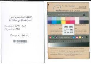 Entnazifizierung Heinrich Dueppe , geb. 19.08.1897 (Rektor)