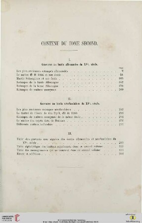 Contenu du tome second