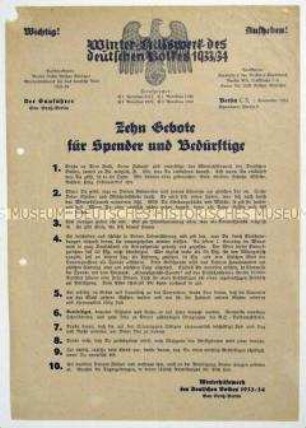 Merkblatt zum Winterhilfswerk 1933/34