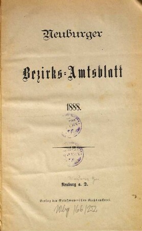 Neuburger Bezirks-Amtsblatt. 1888