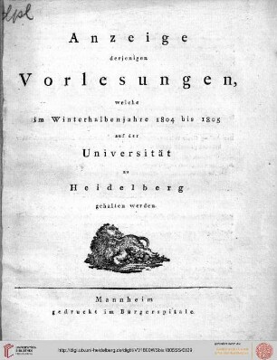 Wintersemester 1804/1805