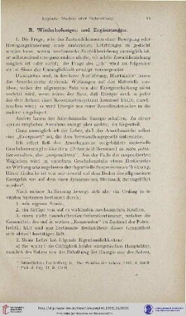 B. Wiederholungen und Ergänzungen