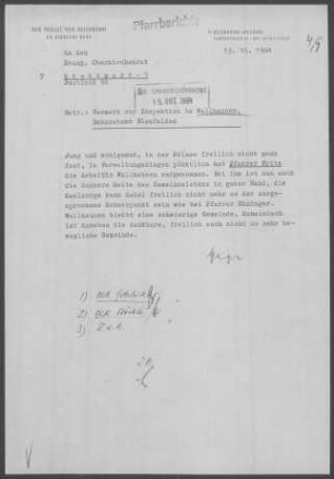 Wallhausen-Schainbach mit Limbach (Wallhausen): Inspektionsbericht 1964