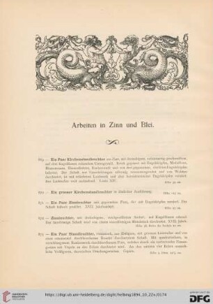 Arbeiten in Zinn und Blei (Nr. 869 - 897)