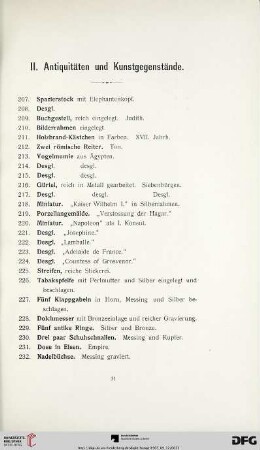 Antiquitäten und Kunstgegenstände (Nr. 207-509)