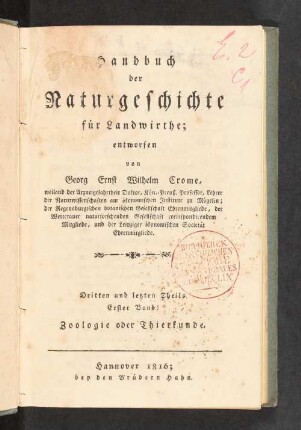 3,1: Zoologie oder Thierkunde