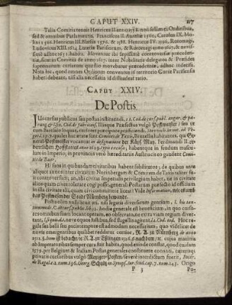Caput XXIV. [ - ] Caput XXVII.; De Postis; De Bello:Et Repressal; De jure Pacis & Fœderum; De Electione Imperatoris; De Capitulatione Imperator.