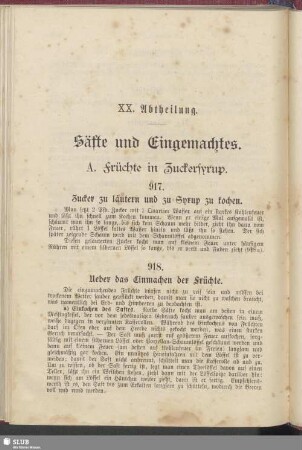 XX. Abtheilung. Säfte und Eingemachtes